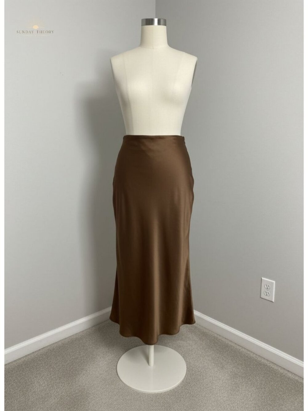 Satin Fishtail Midi Skirt with Zipper High Rise Elegant